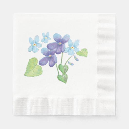 Serviette En Papier Illustration des fleurs de violet sauvages (Devant)