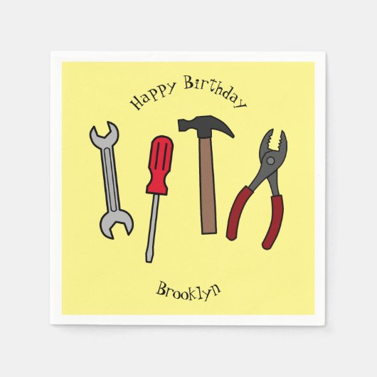 Serviette En Papier Illustration des outils de menuiserie (Devant)