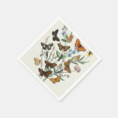 Serviette En Papier Illustration des papillons sur les fleurs (Coin)