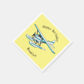 Serviette En Papier Illustration d'hydravion bleu blanc (Coin)
