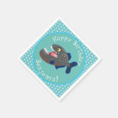 Serviette En Papier Illustration drôle de piranha affamée (Coin)