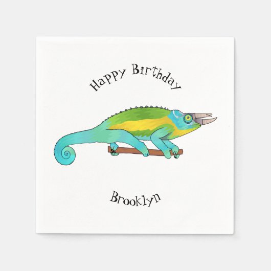 Serviette En Papier Illustration du caméléon de Jackson (Devant)