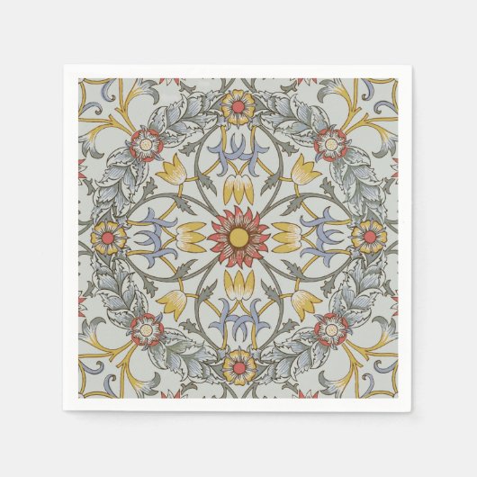 Serviette En Papier Illustration du cercle floral William Morris (Devant)