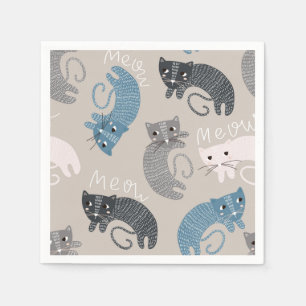 Serviette En Papier Illustration du chat de dessin