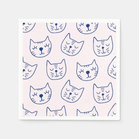 Serviette En Papier Illustration du chat de dessin (Devant)