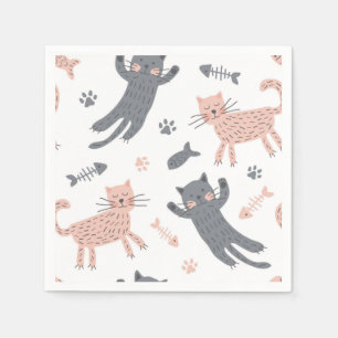 Serviette En Papier Illustration du chat de dessin