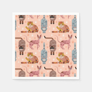 Serviette En Papier Illustration du chat de dessin