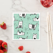 Serviette En Papier Illustration du chat de dessin (En situation)