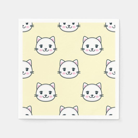 Serviette En Papier Illustration du chat de dessin (Devant)