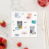 Serviette En Papier Illustration du chat de dessin (En situation)