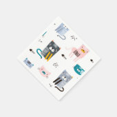 Serviette En Papier Illustration du chat de dessin (Coin)