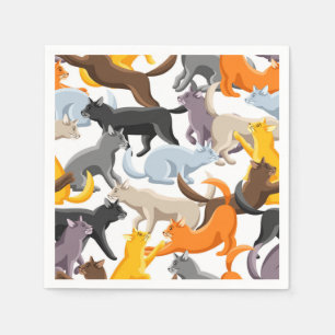 Serviette En Papier Illustration du chat de dessin