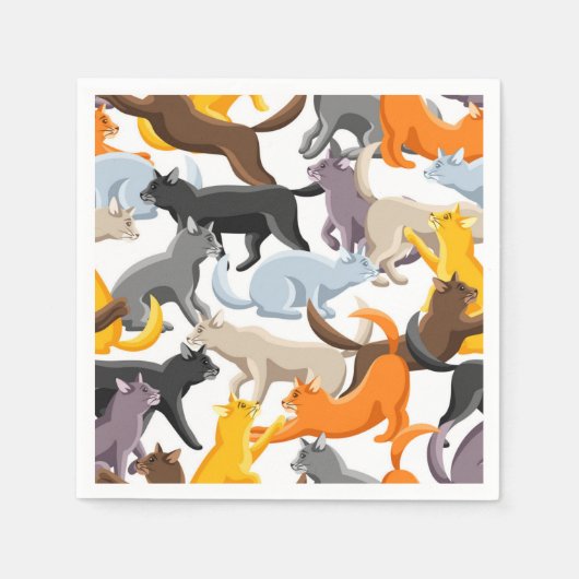Serviette En Papier Illustration du chat de dessin (Devant)