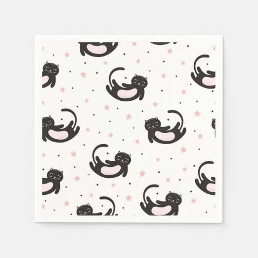 Serviette En Papier Illustration du chat de dessin (Devant)
