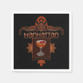 Serviette En Papier Illustration du cocktail Retro Manhattan (Devant)