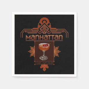 Serviette En Papier Illustration du cocktail Retro Manhattan