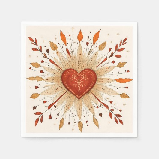 Serviette En Papier Illustration du coeur du Boho (Devant)