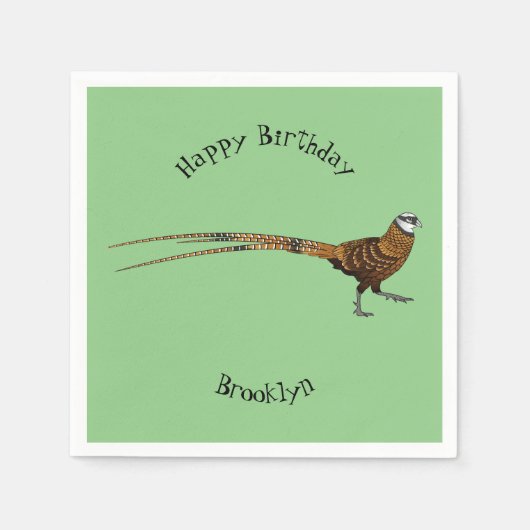 Serviette En Papier Illustration du faisan de Reeves (Devant)