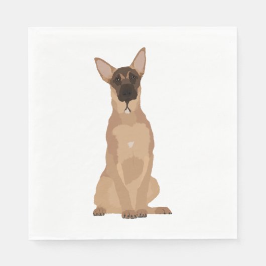 Serviette En Papier Illustration du Malinois belge ! (Devant)