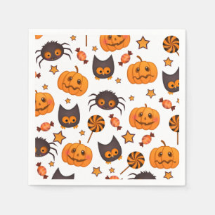 Serviette En Papier Illustration du Motif d'Halloween mignon
