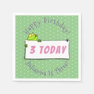 Serviette En Papier Illustration du panneau de grenouille verte mignon