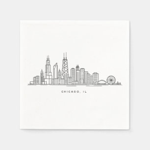 Serviette En Papier Illustration du paysage urbain de Chicago IL