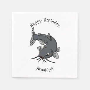 Serviette En Papier Illustration du poisson-chat mignon