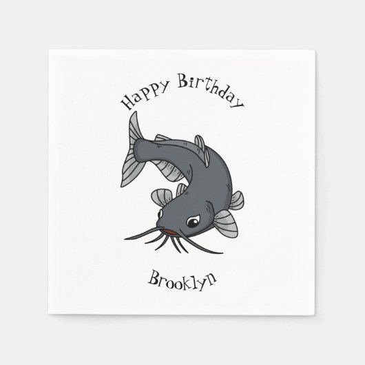 Serviette En Papier Illustration du poisson-chat mignon (Devant)