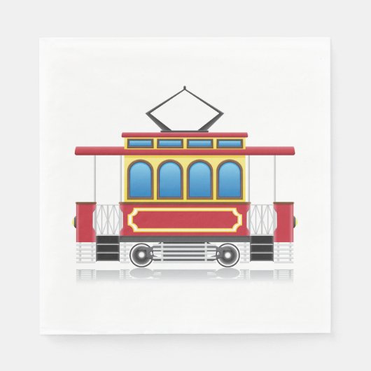 Serviette En Papier Illustration du tramway rétro (Devant)