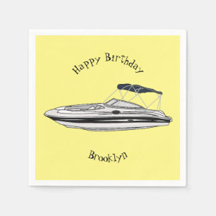 Serviette En Papier Illustration d'un bateau à moteur