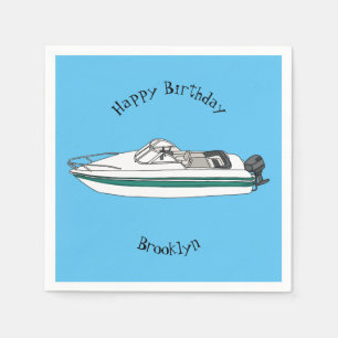 Serviette En Papier Illustration d'un bateau à moteur