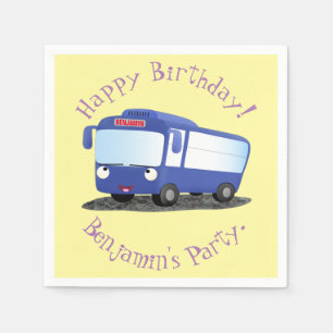 Serviette En Papier Illustration d'un bus moderne bleu mignon