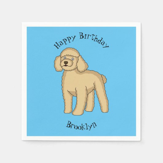 Serviette En Papier Illustration d'un caniche brun joyeux (Devant)