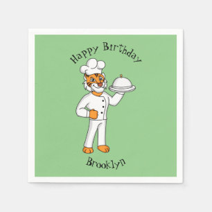 Serviette En Papier Illustration d'un chef tigre drôle et mignon