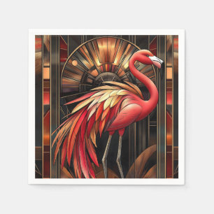 Serviette En Papier Illustration d'un Flamant rose Art déco dynamique