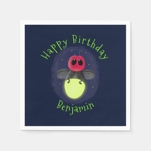 Serviette En Papier Illustration d'une luciole à éclair mignon (Devant)