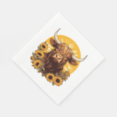 Serviette En Papier Illustration d'une vache des Highlands avec Sunflo (Coin)