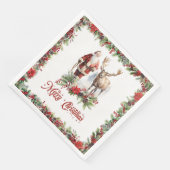 Serviette En Papier Illustration durable à Père Noël avec rennes (Coin)