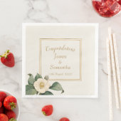 Serviette En Papier Illustration florale blanche simple | MARIAGE (En situation)