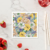 Serviette En Papier Illustration florale tendance jaune et vert (En situation)
