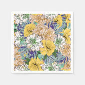 Serviette En Papier Illustration florale tendance jaune et vert (Devant)