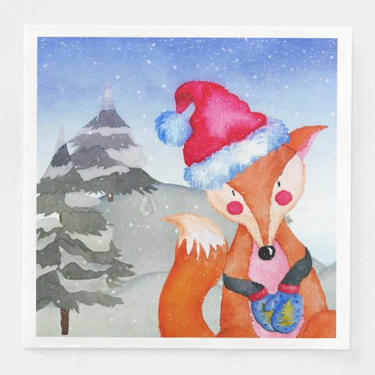 Serviette En Papier Illustration Fox Forest Woodland Friends (Devant)