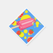Serviette En Papier Illustration Fun Pink Popsicle and Strawberries (Coin)
