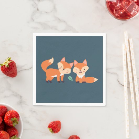 Serviette En Papier Illustration graphique des renards orange mignons (En situation)