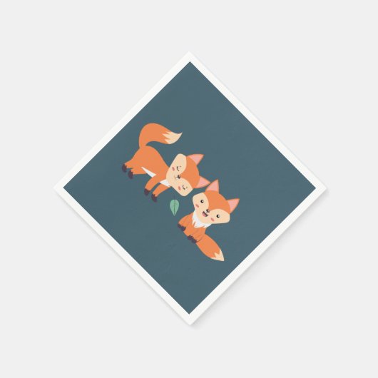 Serviette En Papier Illustration graphique des renards orange mignons (Coin)