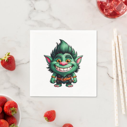 Serviette En Papier Illustration Happy Little Troll Chibi (En situation)