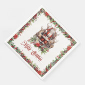 Serviette En Papier Illustration impressionnante Père Noël avec son re (Coin)