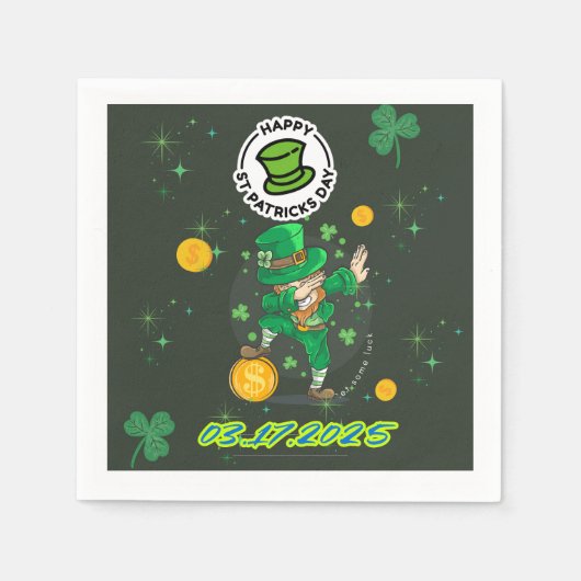 Serviette En Papier Illustration jaune vert Saint Patrick`s day (Devant)