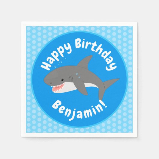 Serviette En Papier Illustration joyeuse du grand requin blanc (Devant)