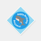 Serviette En Papier Illustration joyeuse du grand requin blanc (Coin)